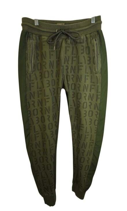 Born Fly Other - Born Fly Men's Green All-Over Print Logo Jogger Sweatpants Size M
